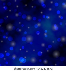 Light BLUE vector pattern with circles, stars. Abstract illustration with colorful spots, stars. Design for posters, banners.