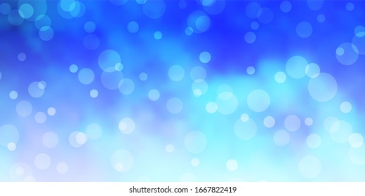 Light BLUE vector pattern with circles. Abstract colorful disks on simple gradient background. Pattern for booklets, leaflets.
