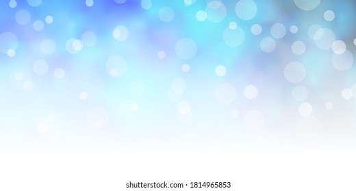 Light BLUE vector pattern with circles. Glitter abstract illustration with colorful drops. Design for your commercials.
