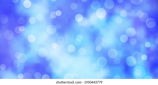 Light BLUE vector pattern with circles. Glitter abstract illustration with colorful drops. Pattern for websites, landing pages.