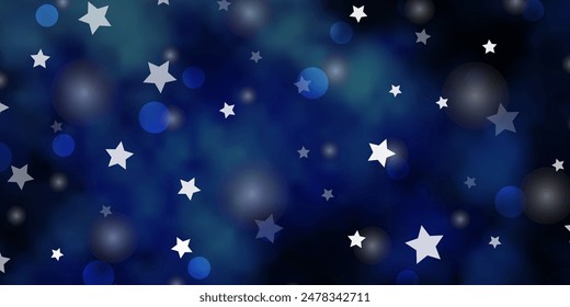 Light BLUE vector pattern with circles, stars. Colorful disks, stars on simple gradient background. Design for textile, fabric, wallpapers.