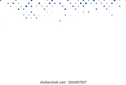 Light BLUE vector pattern with colored spheres. Geometric sample of repeating circles on white background in halftone style.