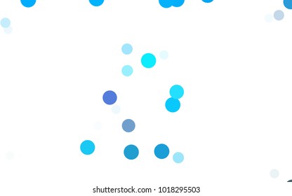 Light BLUE vector pattern with colored spheres. Geometric sample of repeating circles on white background in halftone style.