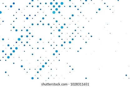 Light BLUE vector pattern with colored spheres. Geometric sample of repeating circles on white background in halftone style.