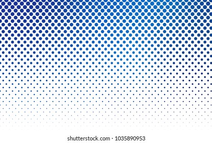 Light BLUE vector pattern with colored spheres. Geometric sample of repeating circles on white background in halftone style.