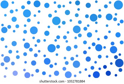 Light BLUE vector pattern with colored spheres. Geometric sample of repeating circles on white background in halftone style.