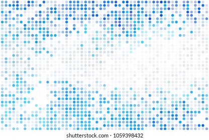 Light BLUE vector pattern with colored spheres. Geometric sample of repeating circles on white background in halftone style.
