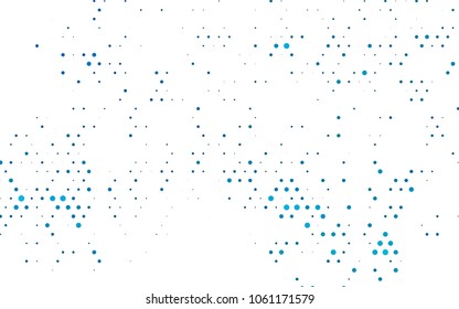 Light BLUE vector pattern with colored spheres. Geometric sample of repeating circles on white background in halftone style.