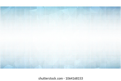 Light BLUE vector pattern with colored spheres. Geometric sample of repeating circles on white background in halftone style.