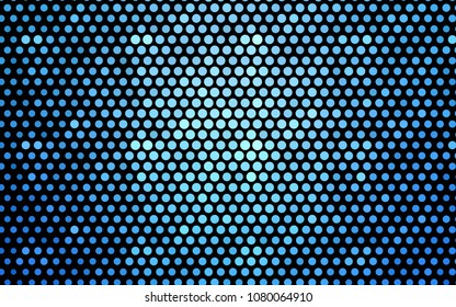 Light BLUE vector pattern with colored spheres. Geometric sample of repeating circles on white background in halftone style.