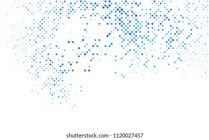 Light BLUE vector pattern with colored spheres. Geometric sample of repeating circles on white background in halftone style.