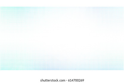Light BLUE vector pattern with colored spheres. Geometric sample of repeating circles on white background in halftone style.