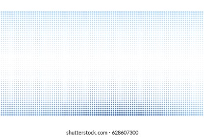 Light BLUE vector pattern with colored spheres. Geometric sample of repeating circles on white background in halftone style.