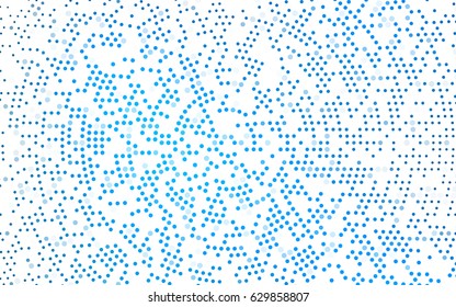 Light BLUE vector pattern with colored spheres. Geometric sample of repeating circles on white background in halftone style.