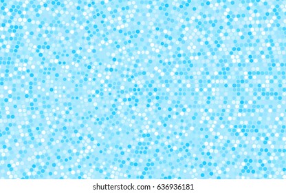 Light BLUE vector pattern with colored spheres. Geometric sample of repeating circles on white background in halftone style.
