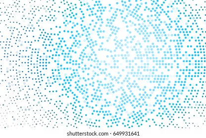 Light BLUE vector pattern with colored spheres. Geometric sample of repeating circles on white background in halftone style.