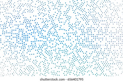 Light BLUE vector pattern with colored spheres. Geometric sample of repeating circles on white background in halftone style.