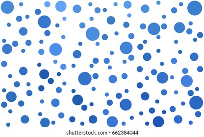 Light BLUE vector pattern with colored spheres. Geometric sample of repeating circles on white background in halftone style.