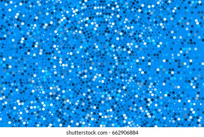 Light BLUE vector pattern with colored spheres. Geometric sample of repeating circles on white background in halftone style.