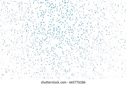 Light BLUE vector pattern with colored spheres. Geometric sample of repeating circles on white background in halftone style.