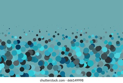 Light BLUE vector pattern with colored spheres. Geometric sample of repeating circles on white background in halftone style.