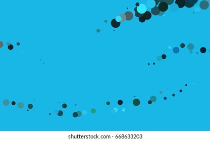 Light BLUE vector pattern with colored spheres. Geometric sample of repeating circles on white background in halftone style.
