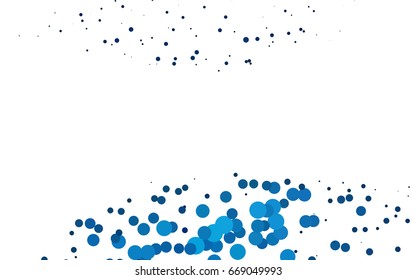 Light BLUE vector pattern with colored spheres. Geometric sample of repeating circles on white background in halftone style.