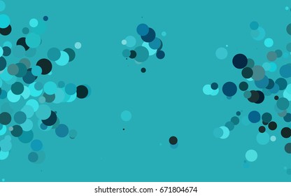 Light BLUE vector pattern with colored spheres. Geometric sample of repeating circles on white background in halftone style.