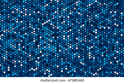 Light BLUE vector pattern with colored spheres. Geometric sample of repeating circles on white background in halftone style.