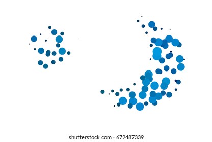 Light BLUE vector pattern with colored spheres. Geometric sample of repeating circles on white background in halftone style.