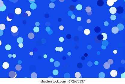 Light BLUE vector pattern with colored spheres. Geometric sample of repeating circles on white background in halftone style.
