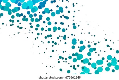 Light BLUE vector pattern with colored spheres. Geometric sample of repeating circles on white background in halftone style.