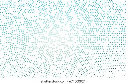 Light BLUE vector pattern with colored spheres. Geometric sample of repeating circles on white background in halftone style.