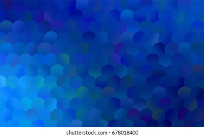 Light BLUE vector pattern with colored spheres. Geometric sample of repeating circles on white background in halftone style.