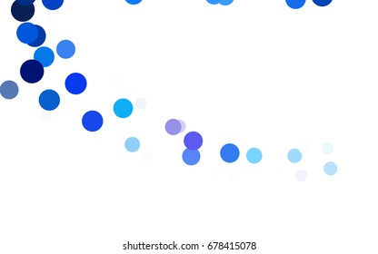 Light BLUE vector pattern with colored spheres. Geometric sample of repeating circles on white background in halftone style.