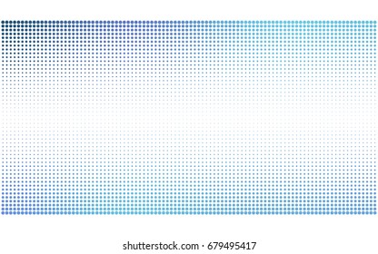 Light BLUE vector pattern with colored spheres. Geometric sample of repeating circles on white background in halftone style.