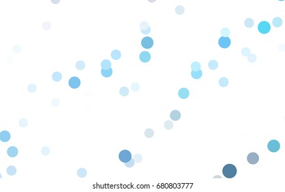 Light BLUE vector pattern with colored spheres. Geometric sample of repeating circles on white background in halftone style.