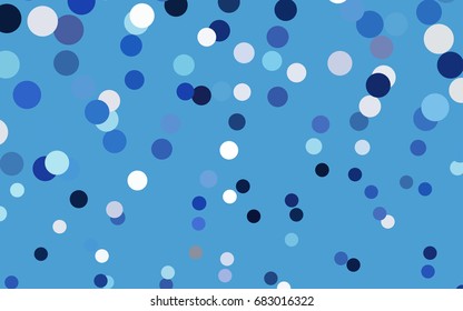Light BLUE vector pattern with colored spheres. Geometric sample of repeating circles on white background in halftone style.