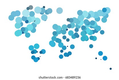 Light BLUE vector pattern with colored spheres. Geometric sample of repeating circles on white background in halftone style.