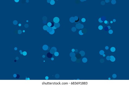 Light BLUE vector pattern with colored spheres. Geometric sample of repeating circles on white background in halftone style.