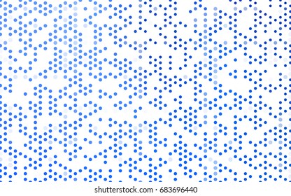 Light BLUE vector pattern with colored spheres. Geometric sample of repeating circles on white background in halftone style.