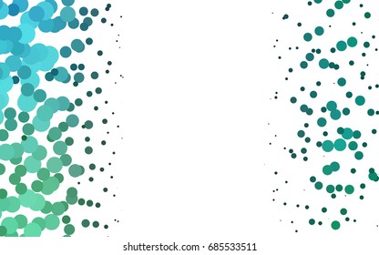 Light BLUE vector pattern with colored spheres. Geometric sample of repeating circles on white background in halftone style.
