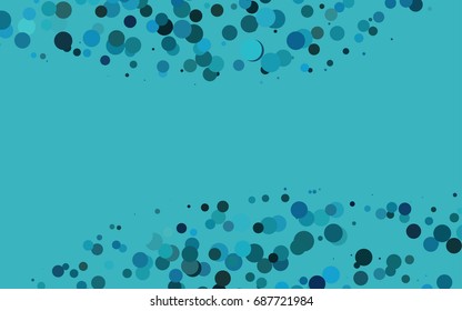 Light BLUE vector pattern with colored spheres. Geometric sample of repeating circles on white background in halftone style.