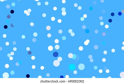 Light BLUE vector pattern with colored spheres. Geometric sample of repeating circles on white background in halftone style.
