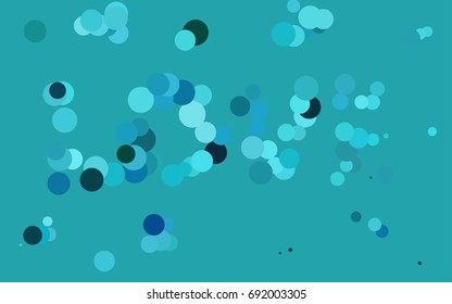 Light BLUE vector pattern with colored spheres. Geometric sample of repeating circles on white background in halftone style.