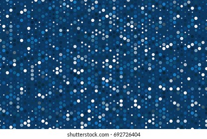 Light BLUE vector pattern with colored spheres. Geometric sample of repeating circles on white background in halftone style.