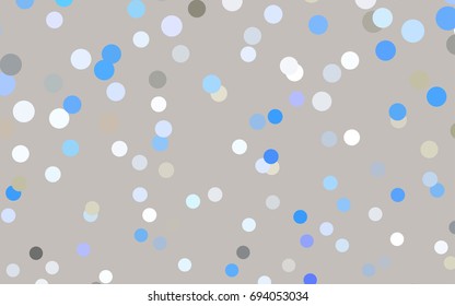 Light BLUE vector pattern with colored spheres. Geometric sample of repeating circles on white background in halftone style.
