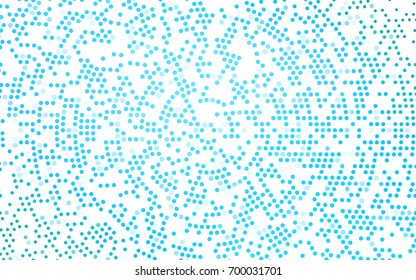 Light BLUE vector pattern with colored spheres. Geometric sample of repeating circles on white background in halftone style.