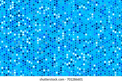 Light BLUE vector pattern with colored spheres. Geometric sample of repeating circles on white background in halftone style.