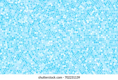 Light BLUE vector pattern with colored spheres. Geometric sample of repeating circles on white background in halftone style.